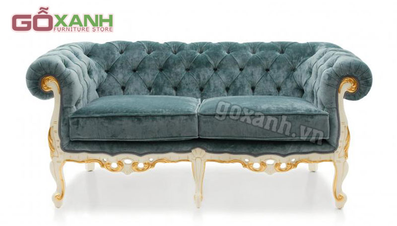 Ghế sofa cổ điển bọc vải nhung, mẫu sofa cổ điển Thụy Sỹ