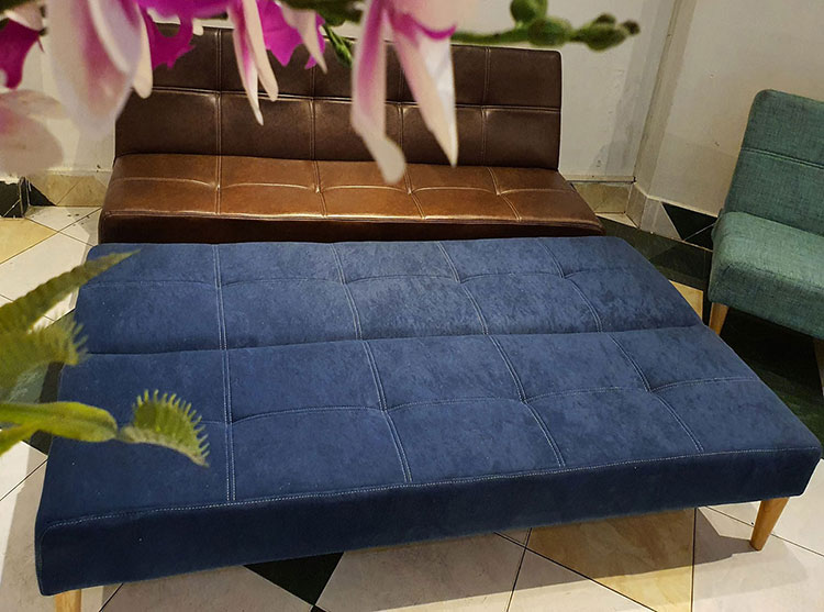 Sofa giường bọc vải nỉ màu xanh Navy - size 1800 x 900 3