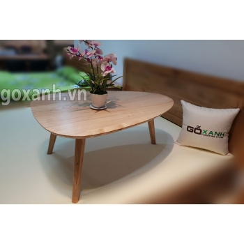 Bàn sofa oval gỗ sồi đơn giản