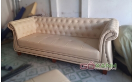 Băng sofa dài tân cổ điển bọc da công nghiệp Hàn Quốc