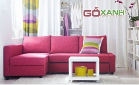 Ghế sofa vải màu hồng xinh xắn