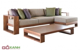 Sofa gỗ sồi bọc nệm góc L