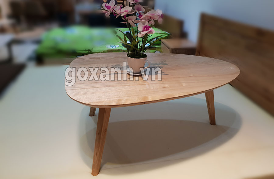 Bàn sofa oval gỗ sồi đơn giản / bàn sofa kiểu dáng siêu đơn giản 1