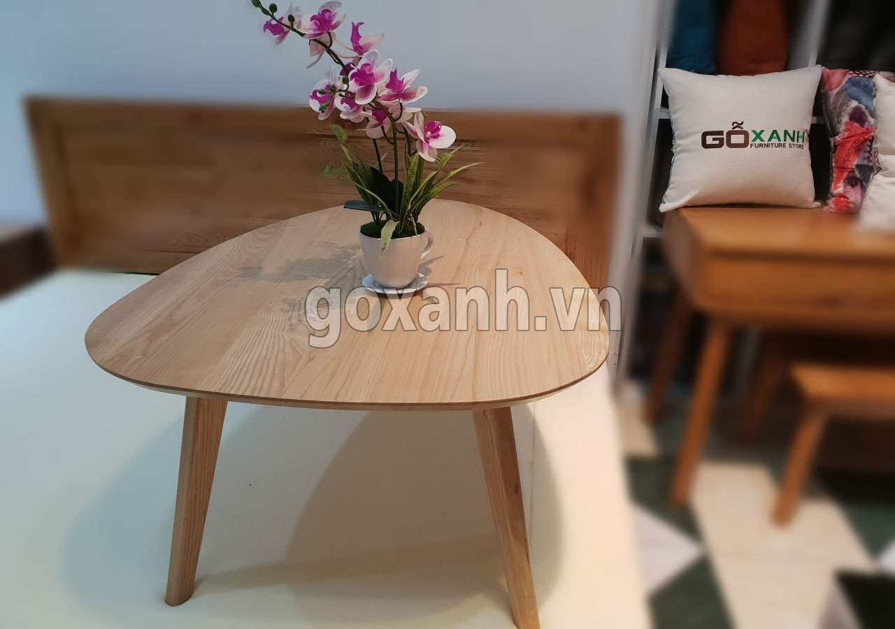 Bàn sofa oval gỗ sồi đơn giản / bàn sofa kiểu dáng siêu đơn giản 3