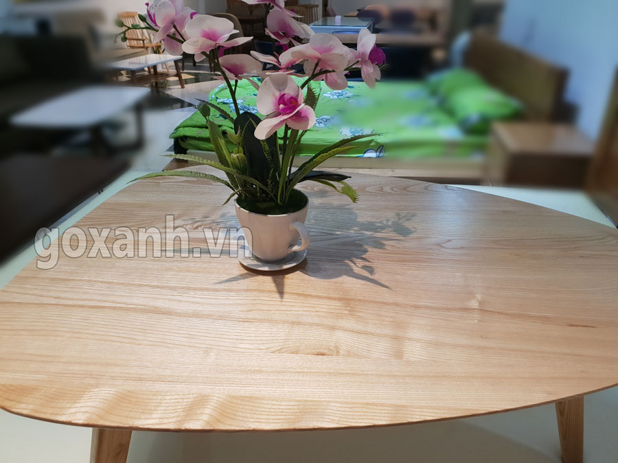 Bàn sofa oval gỗ sồi đơn giản / bàn sofa kiểu dáng siêu đơn giản 4