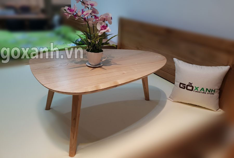 Bàn sofa oval gỗ sồi đơn giản / bàn sofa kiểu dáng siêu đơn giản