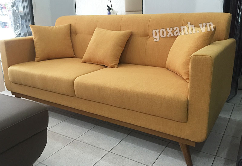Ghế sofa băng dài bọc vải màu vàng, ghế sofa băng màu vàng đẹp 2