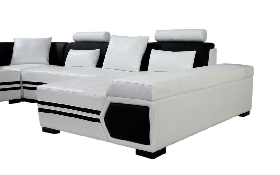Ghế sofa hình chữ u lớn màu trắng đen tuyệt đẹp