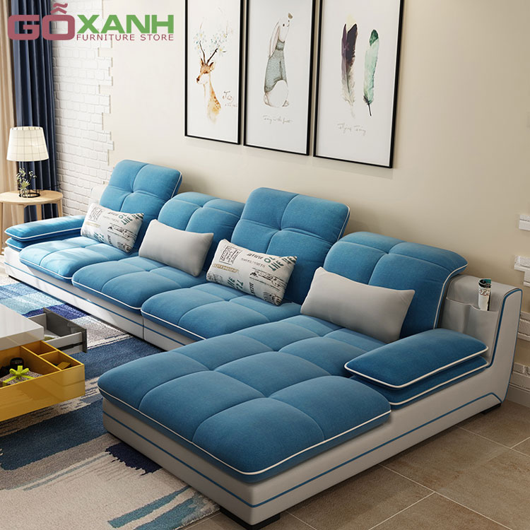 Ghế sofa vải hiện đại cho căn hộ chung cư sang trọng màu xanh lá
