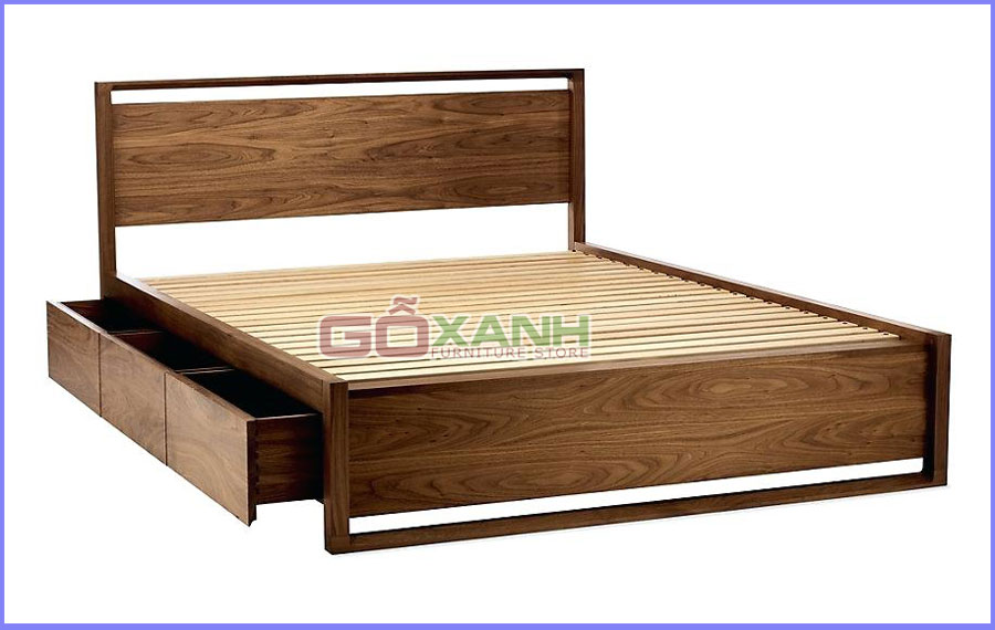 Giường ngủ đơn giản hiện đại gỗ sồi cao cấp / nhận sản xuất giường theo yêu cầu