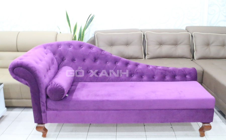 Hình ảnh thực tế sofa thư giãn cao cấp bọc vải màu tím 1