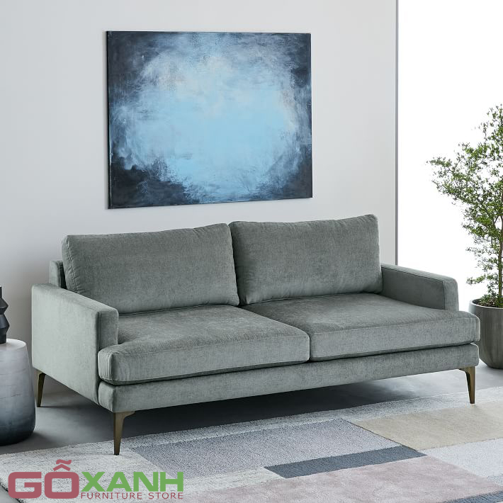 Sofa nỉ đẹp phòng khách, sopha bọc nỉ tuyệt đẹp màu xám