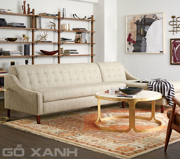 Bộ sofa vải bố - ghế sofa bọc chất liệu vải - Gỗ Xanh 1